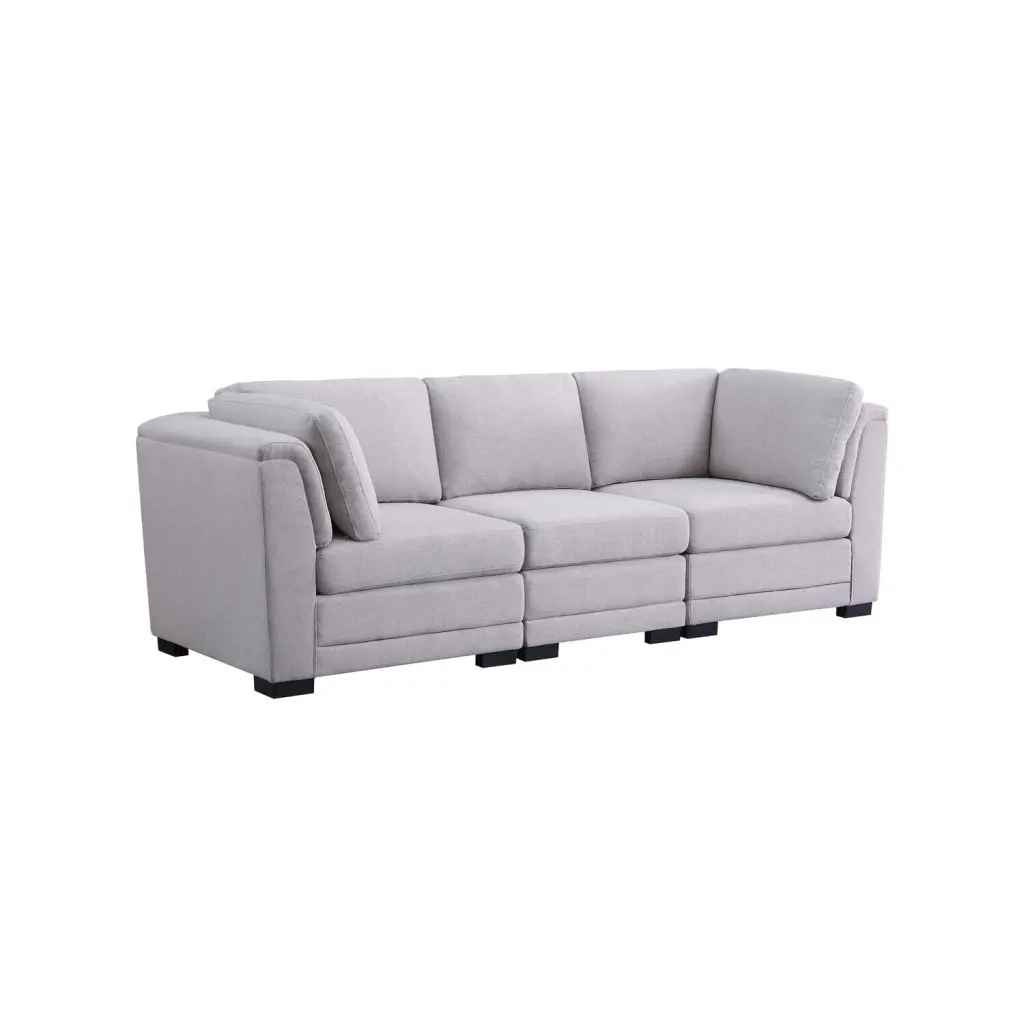 Maykoosh African Adventure Light Gray Linen Fabric 3-Seater Modular Sofa