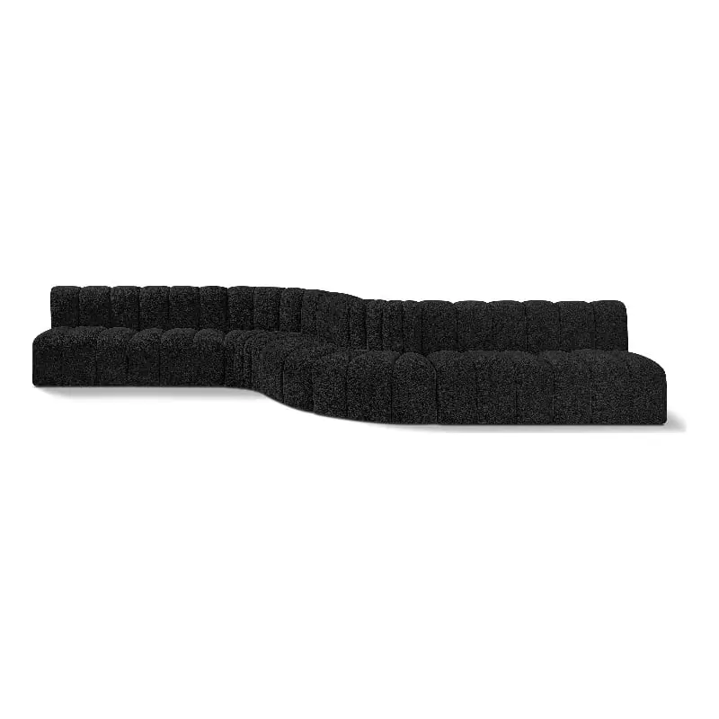 Meridian Furniture Arc Black Boucle Fabric Modular Sofa - Modern Sectional