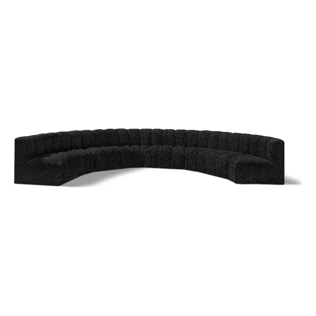 Meridian Furniture Arc Black Boucle Fabric Modular Sofa - Sleek Sectional