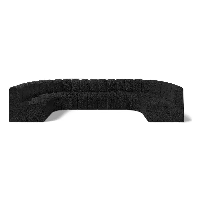 Meridian Furniture Arc Black Boucle Fabric Modular Sofa - Chic Sectional