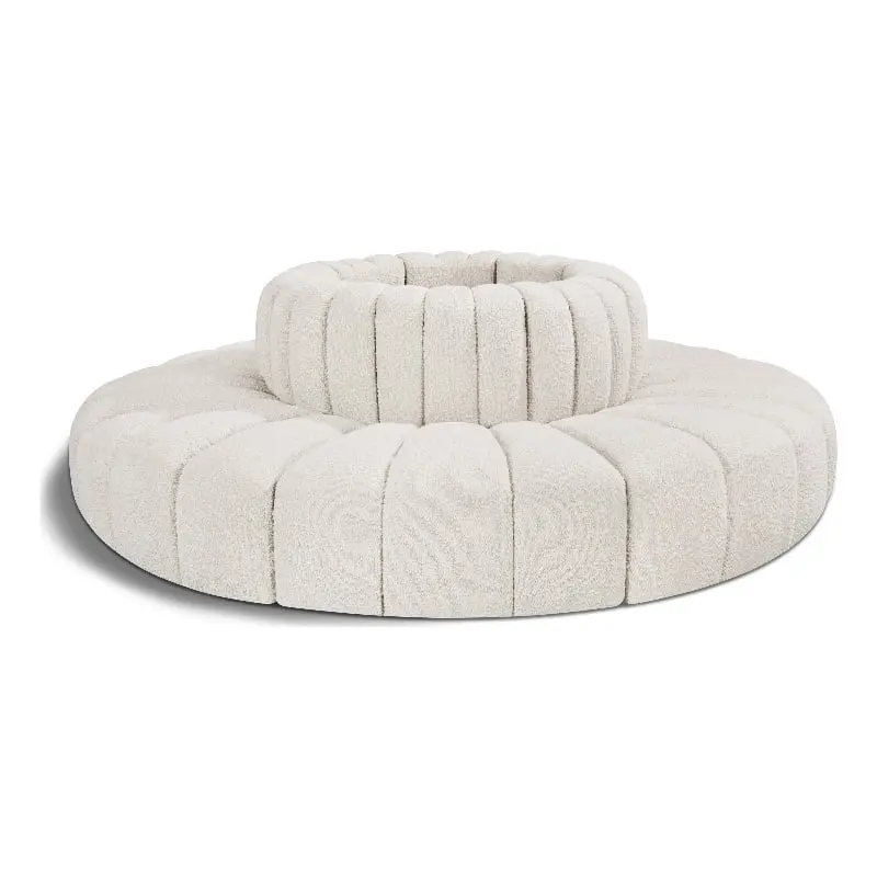 Meridian Furniture Arc Cream Boucle Fabric Modular Sofa - Elegant Sectional