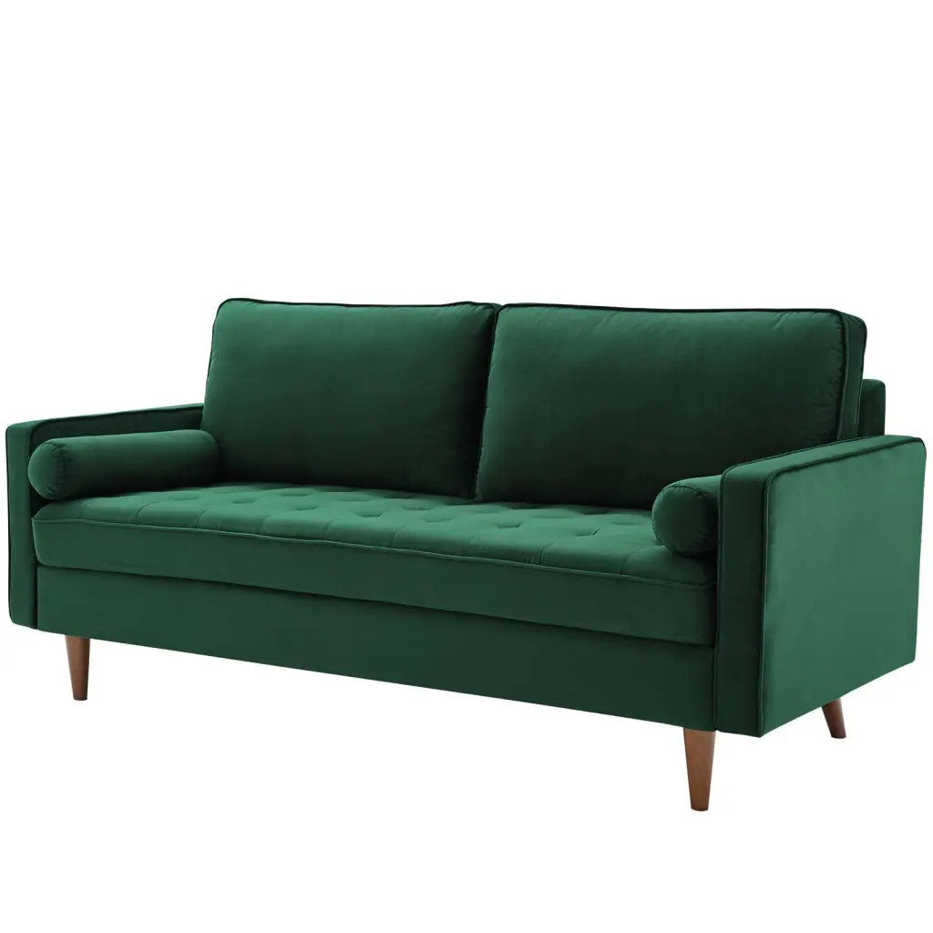 Contemporary Modern Urban Designer Green Velvet Fabric Living Room Lounge Club Lobby Sofa
