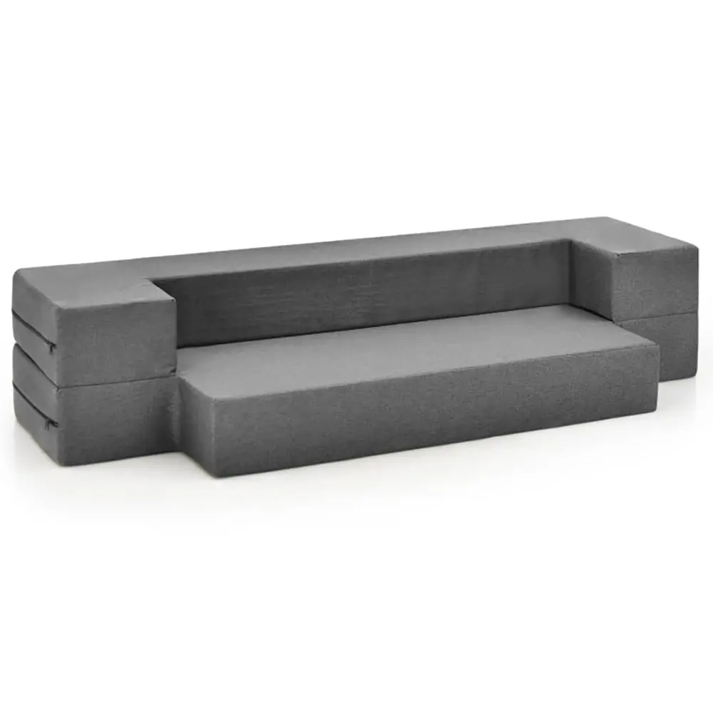 Resenkos Modern Convertible Sectional Sofa Couch Upholstered Loveseat Bedroom Living Room Apartment Dark Grey