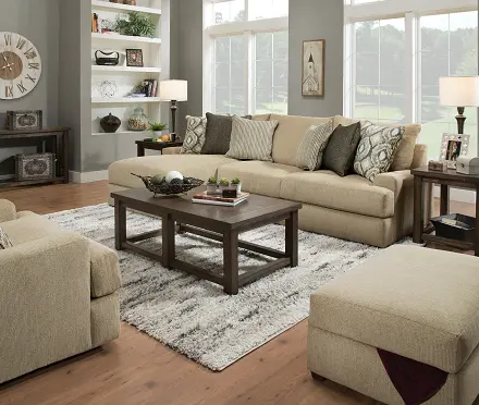 Vassenia 2-Tone Latte Chenille Modular RF Sofa - Modern Sectional Sofa