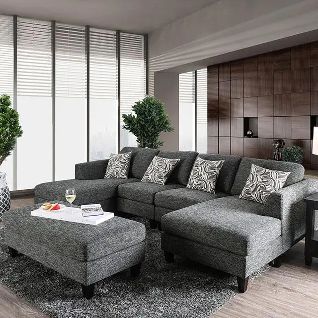 Lowry Gray Sectional Ottoman - Modern L-Shaped Sofa Footrest
