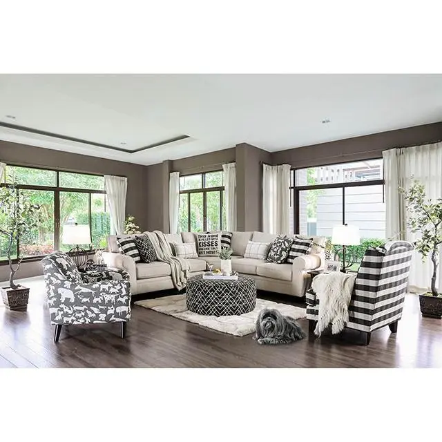 Patricia Ivory Sectional - L-Shaped Sofa Chaise