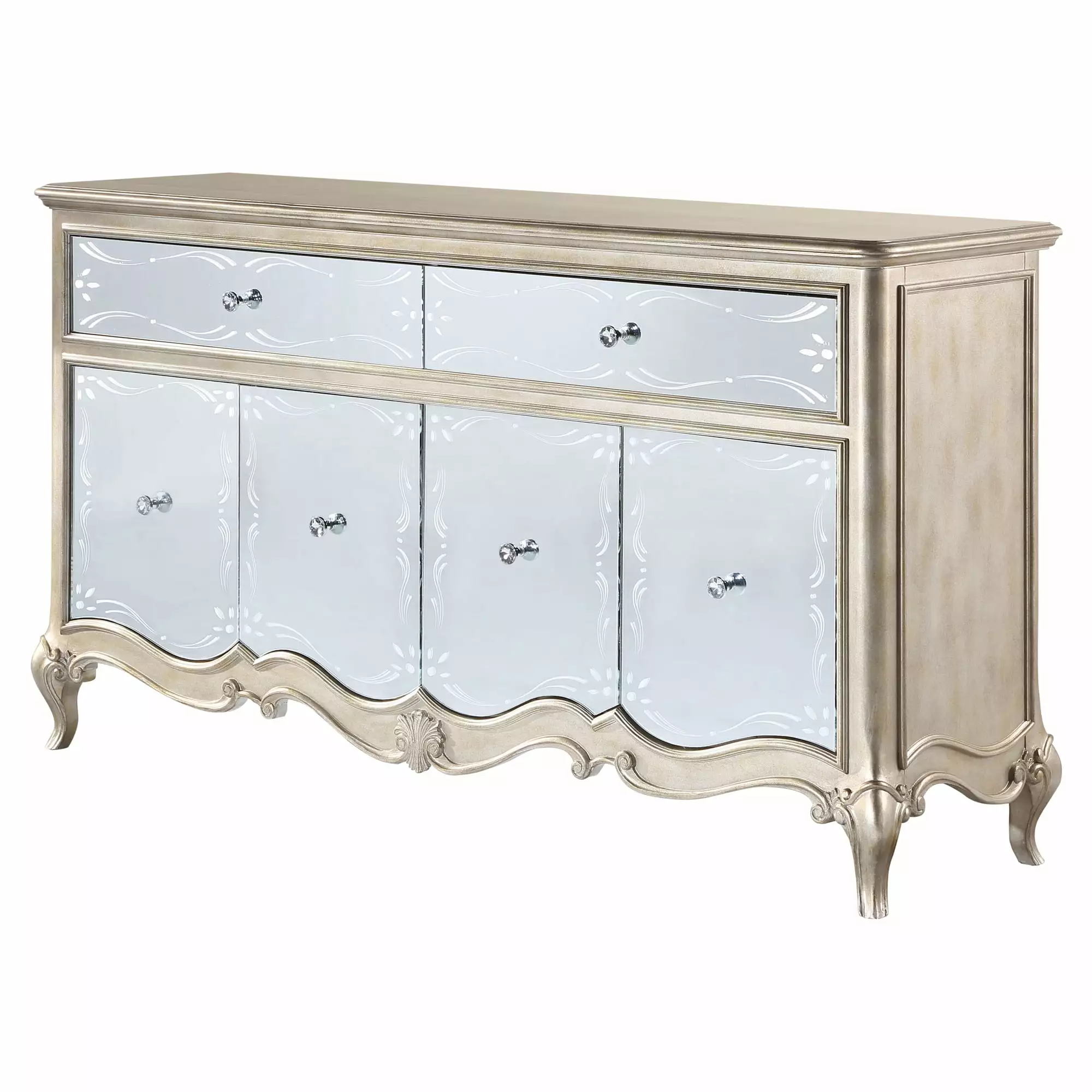 ACME Esteban Server Mirrored Antique Champagne Living Room Furniture Acme Furniture
