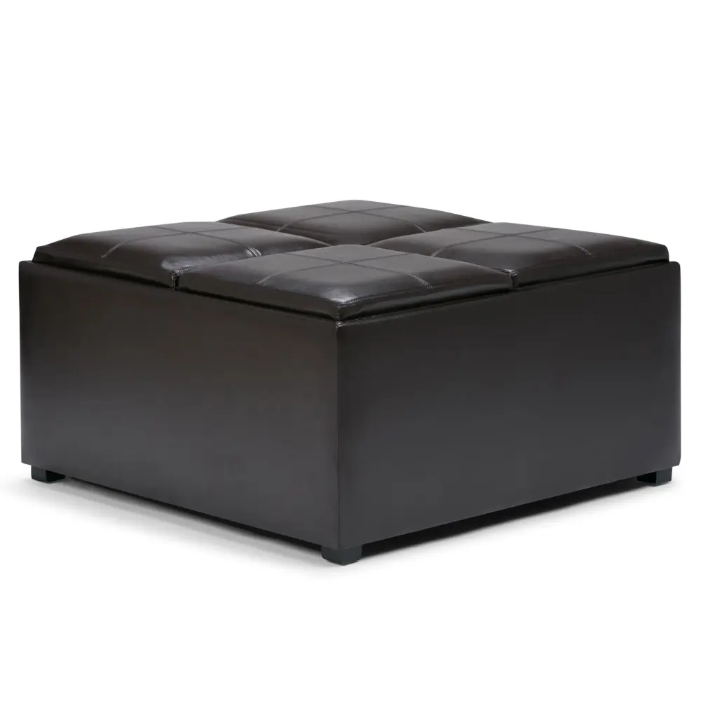 Avalon - Square Coffee Table Storage Ottoman - Tanners Espresso