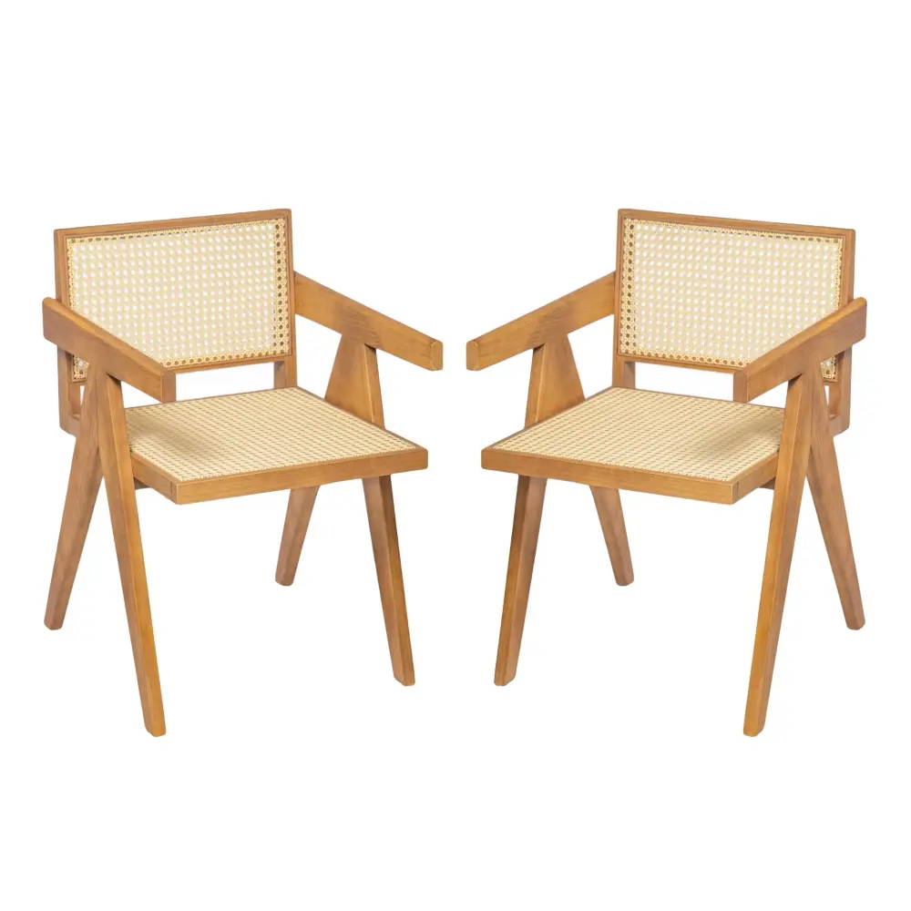 Chandigarh Arm Dining Chair Untreated Cane Design (Set 2)