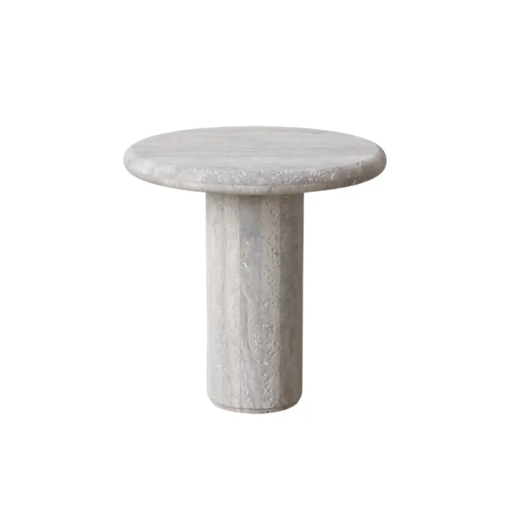 Coffee table Loches D40 H45 - Graphite Travertine - Round edge - Half filled