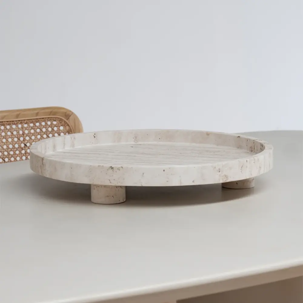 Travertine bowl - Ivory sandstone - D45 cm