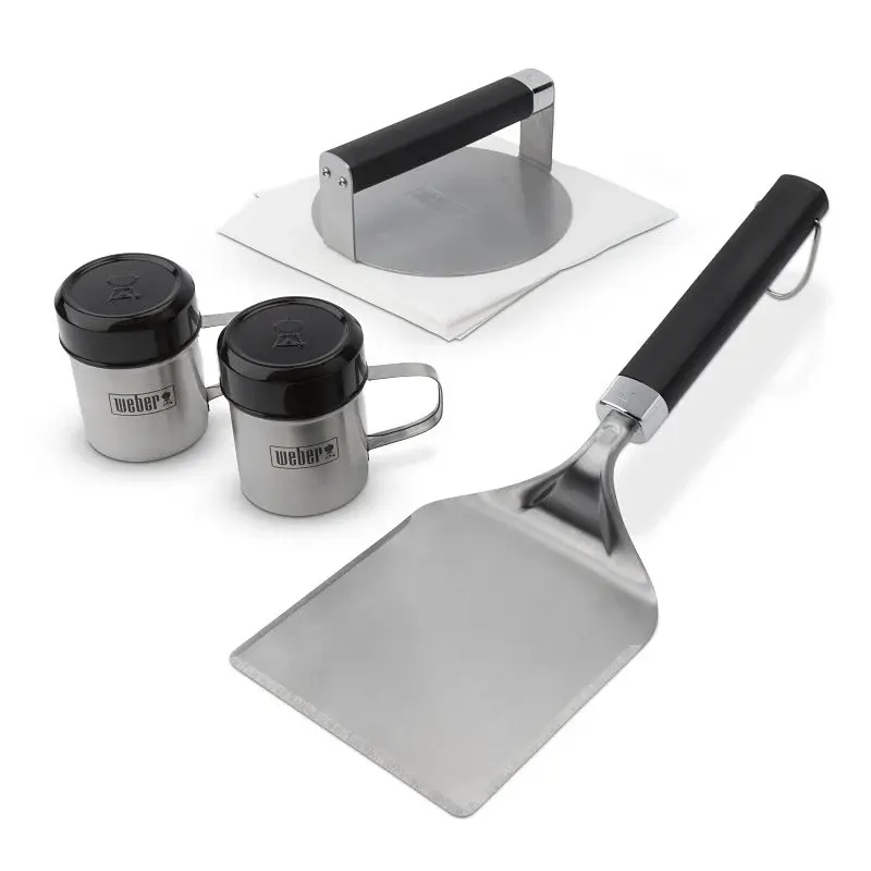 Weber 3400061 Smashed Burger Set, Stainless Steel Blade, Stainless Chromed