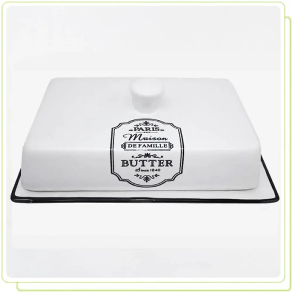 White ceramic butter dish - designed shape MR20030-45