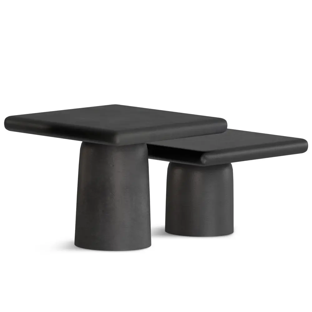 Zachary - 2 Piece Set Cast Aluminum Coffee Table - Jet-black