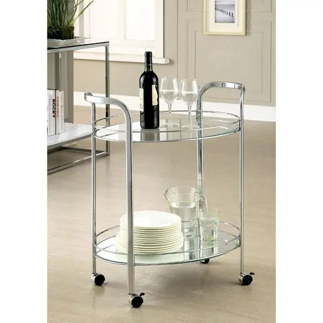 LOULE Chrome Serving Cart - Modern Rolling Bar Cart Kitchen or Dining