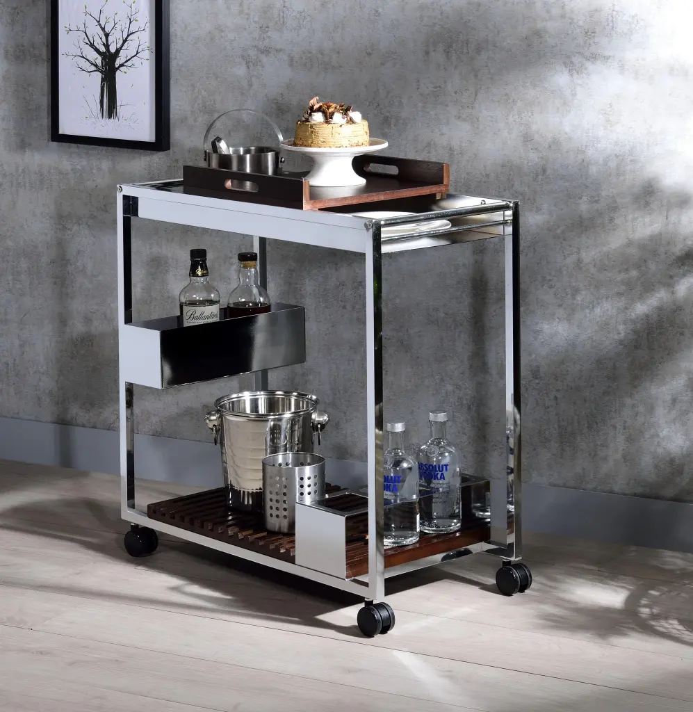 Lisses Chrome Serving Cart - Mobile Kitchen Island