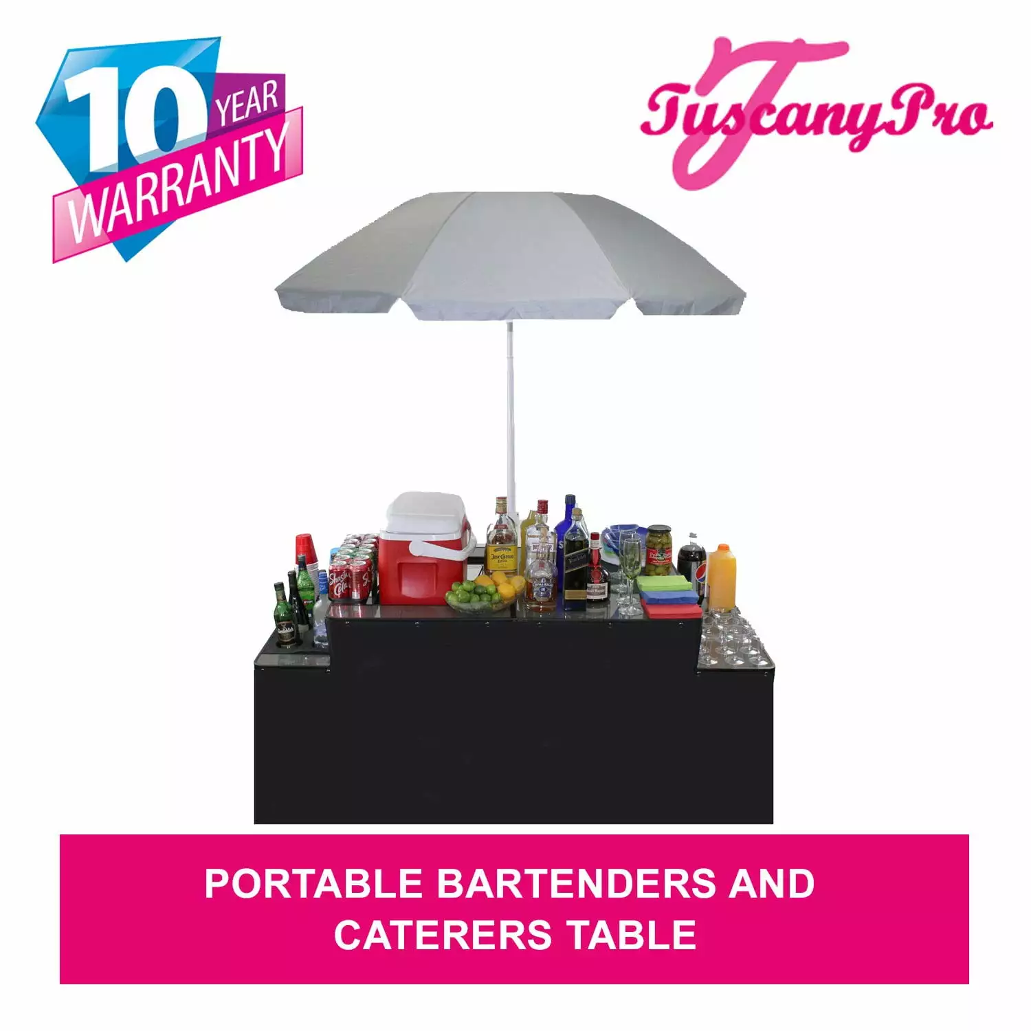 TuscanyPro Portable Lightweight Bartenders and Caterers Table Folding Side Trays