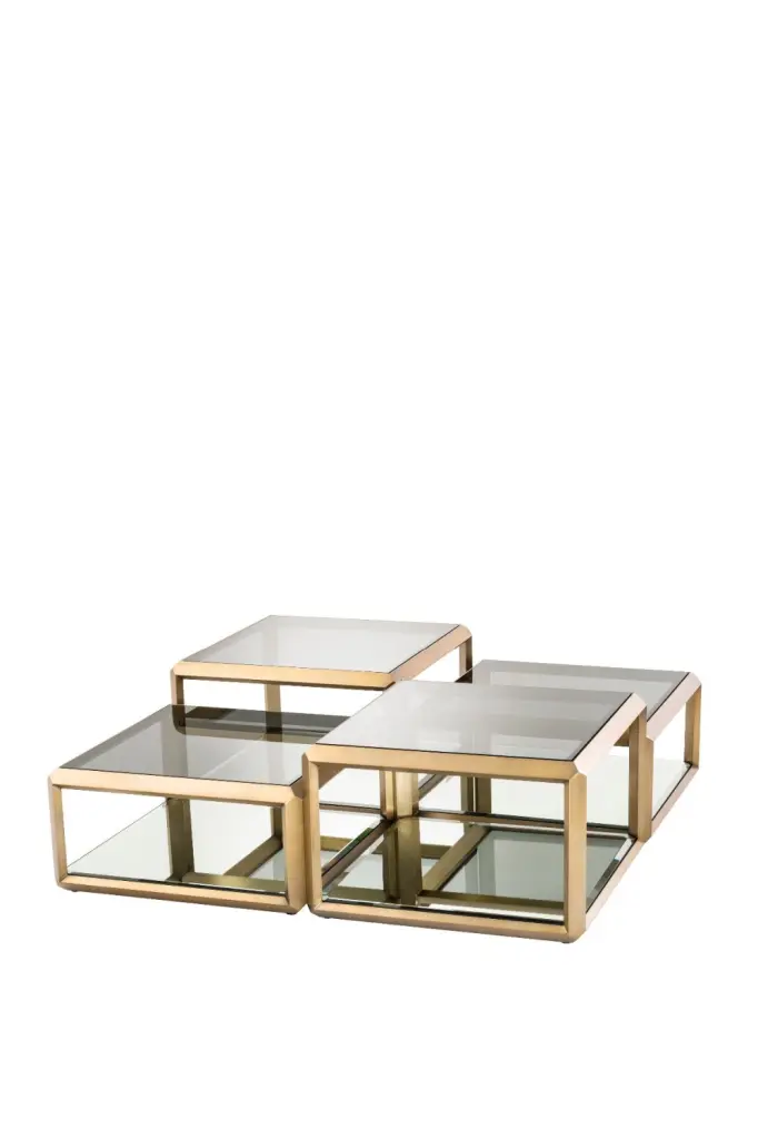 Eichholtz Callum Brass Coffee Table Set 4 Living Room