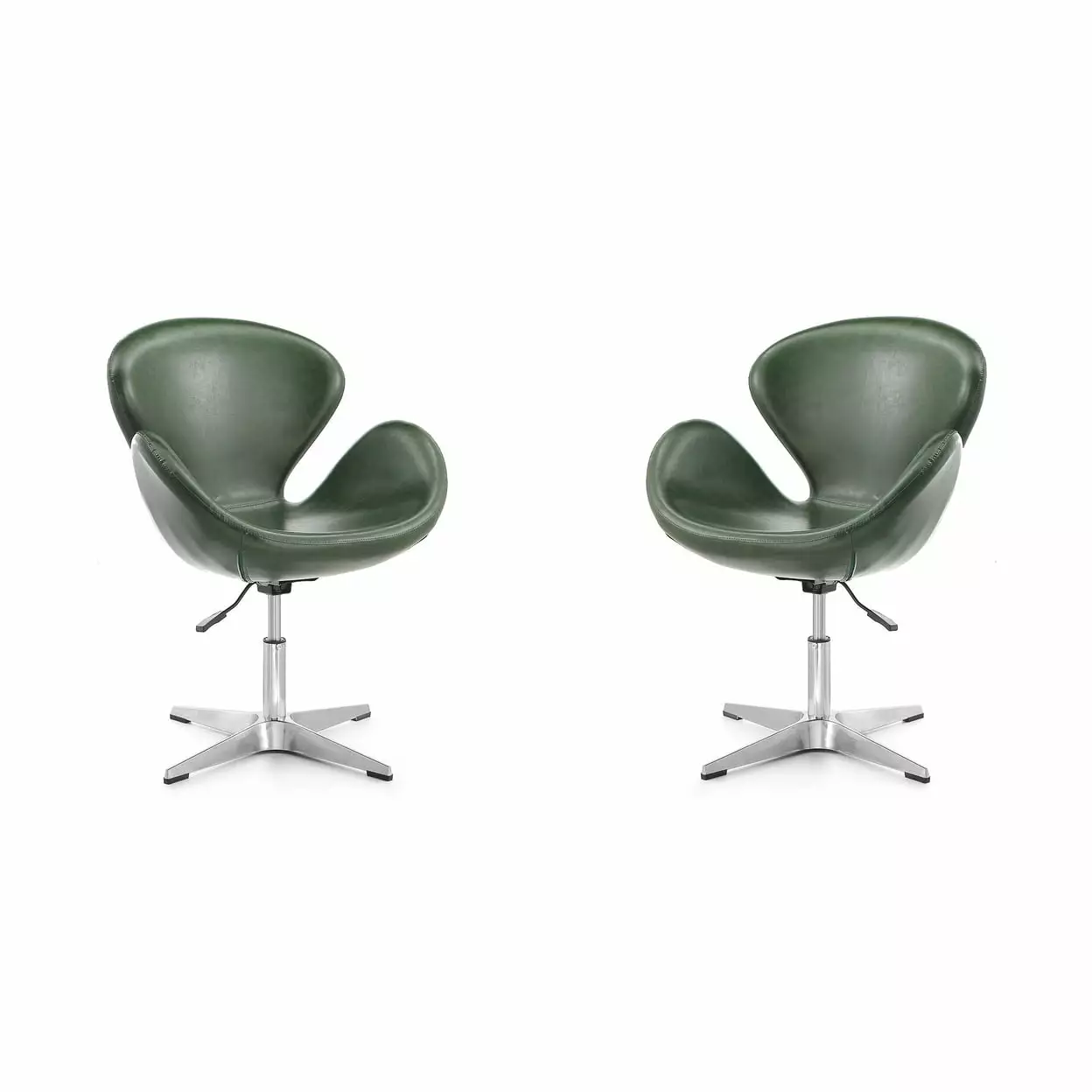 Raspberry Orange and Polished Chrome Wool Blend Adjustable Swivel Chair Set 2 Manhattan Comfort