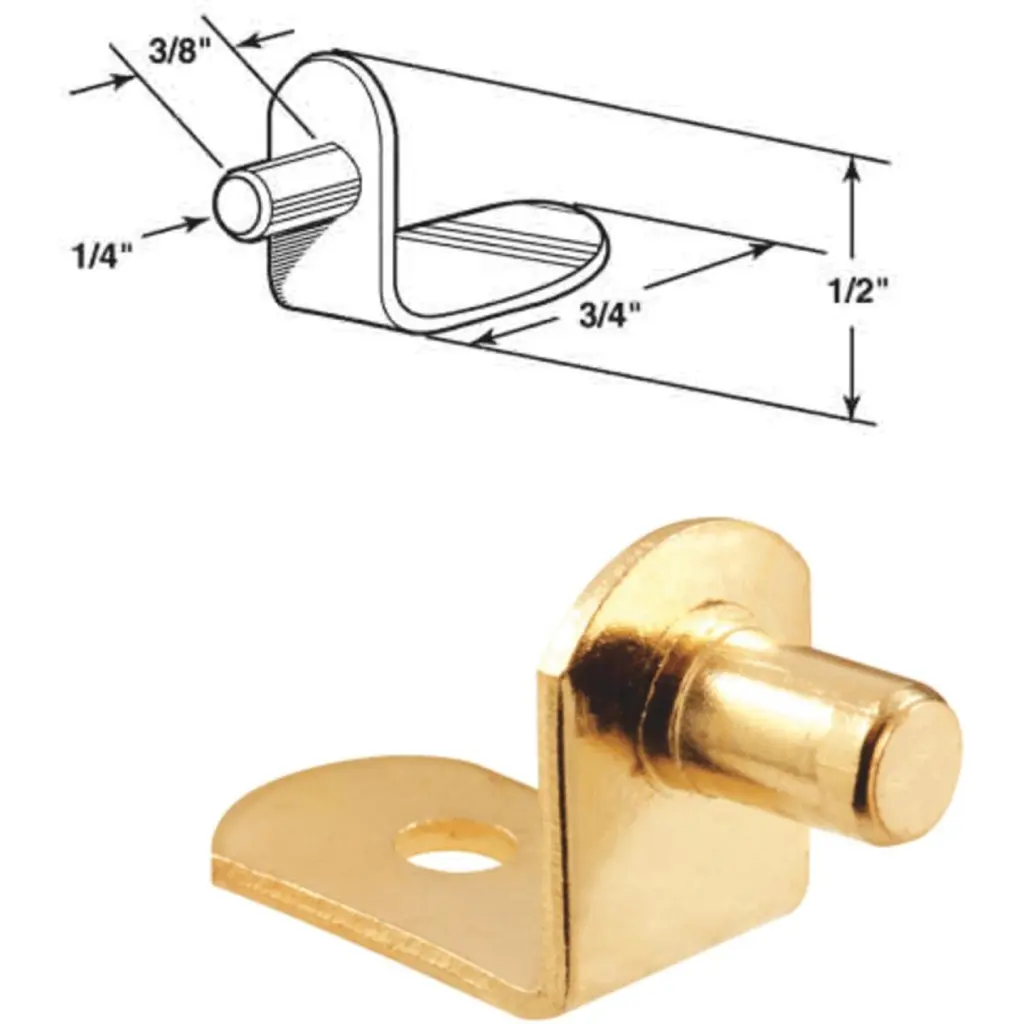 Prime-Line 1/4 . Brass Metal Shelf Support 8-Count Prime Line