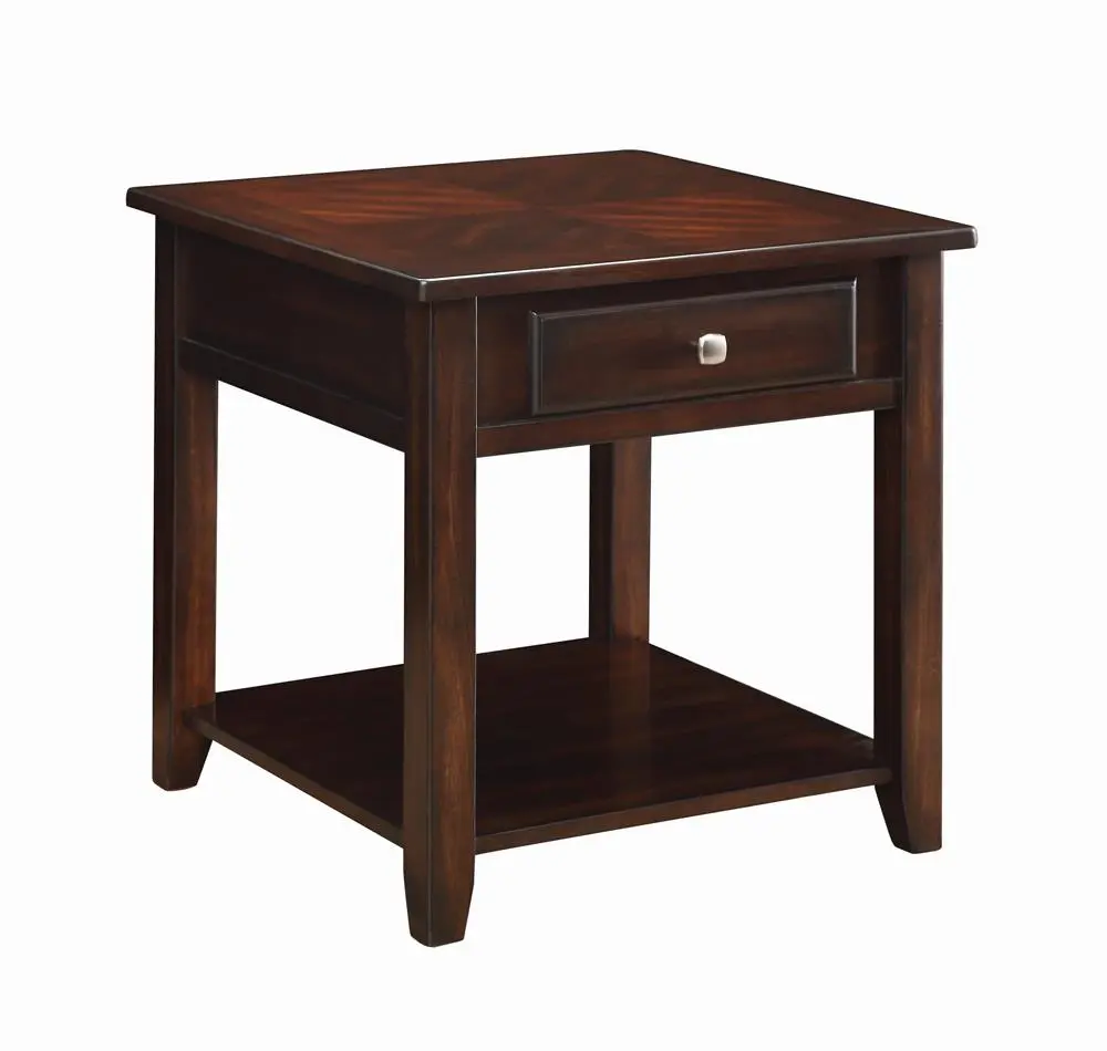 Bradford Square 1-shelf End Table Walnut Compact Living Room Side Table
