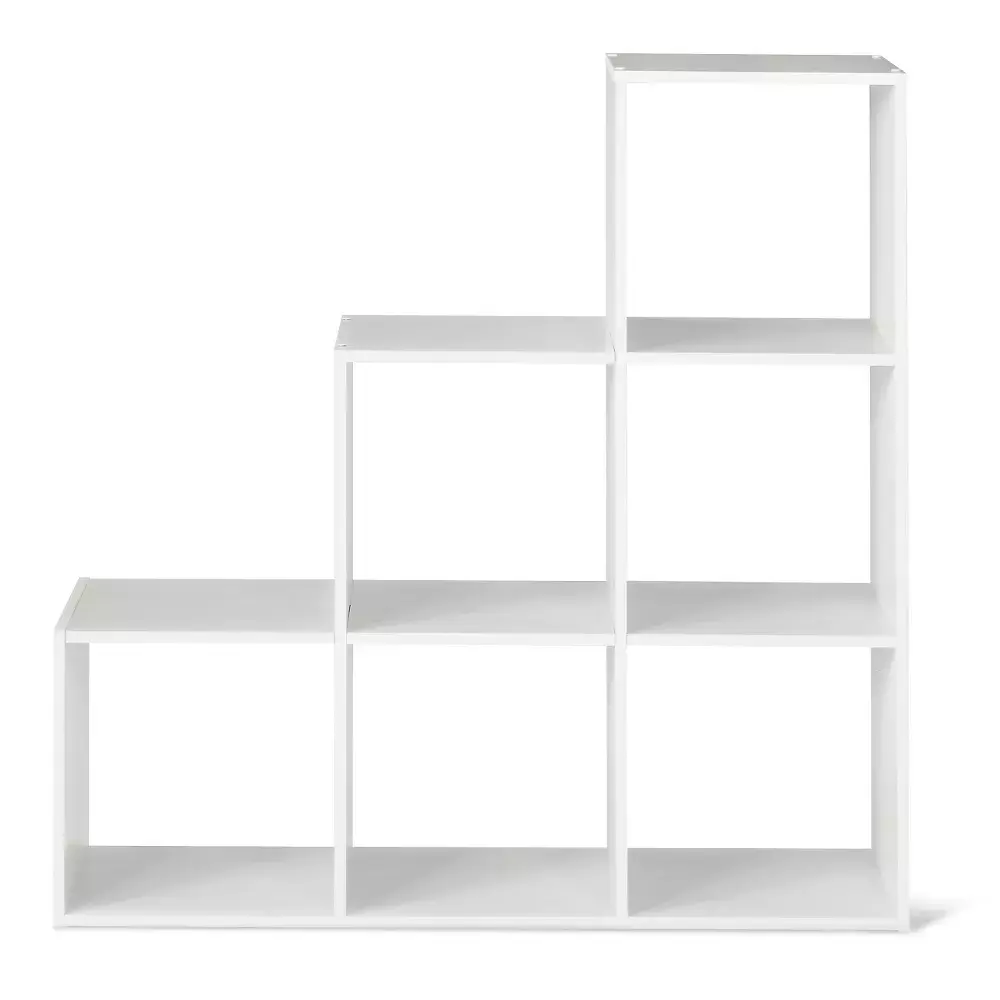 3-2-1 Cube Storage Rack Organization Shelf 3 Tiers Step Corner Unit Easy Assembly White FHWM38910