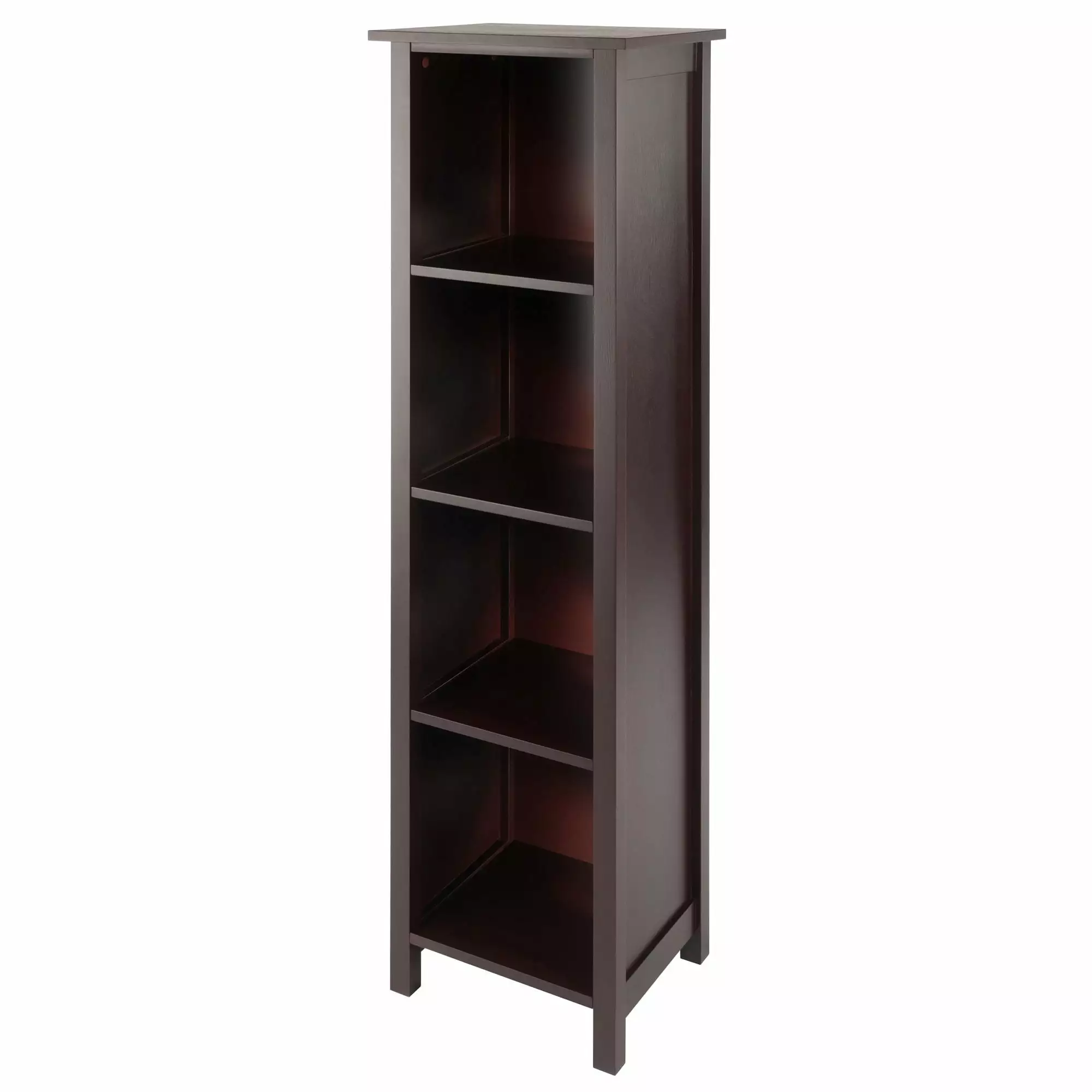 Winsome Wood Milan 4-Section Tall Narrow Storage Shelf Walnut Finish