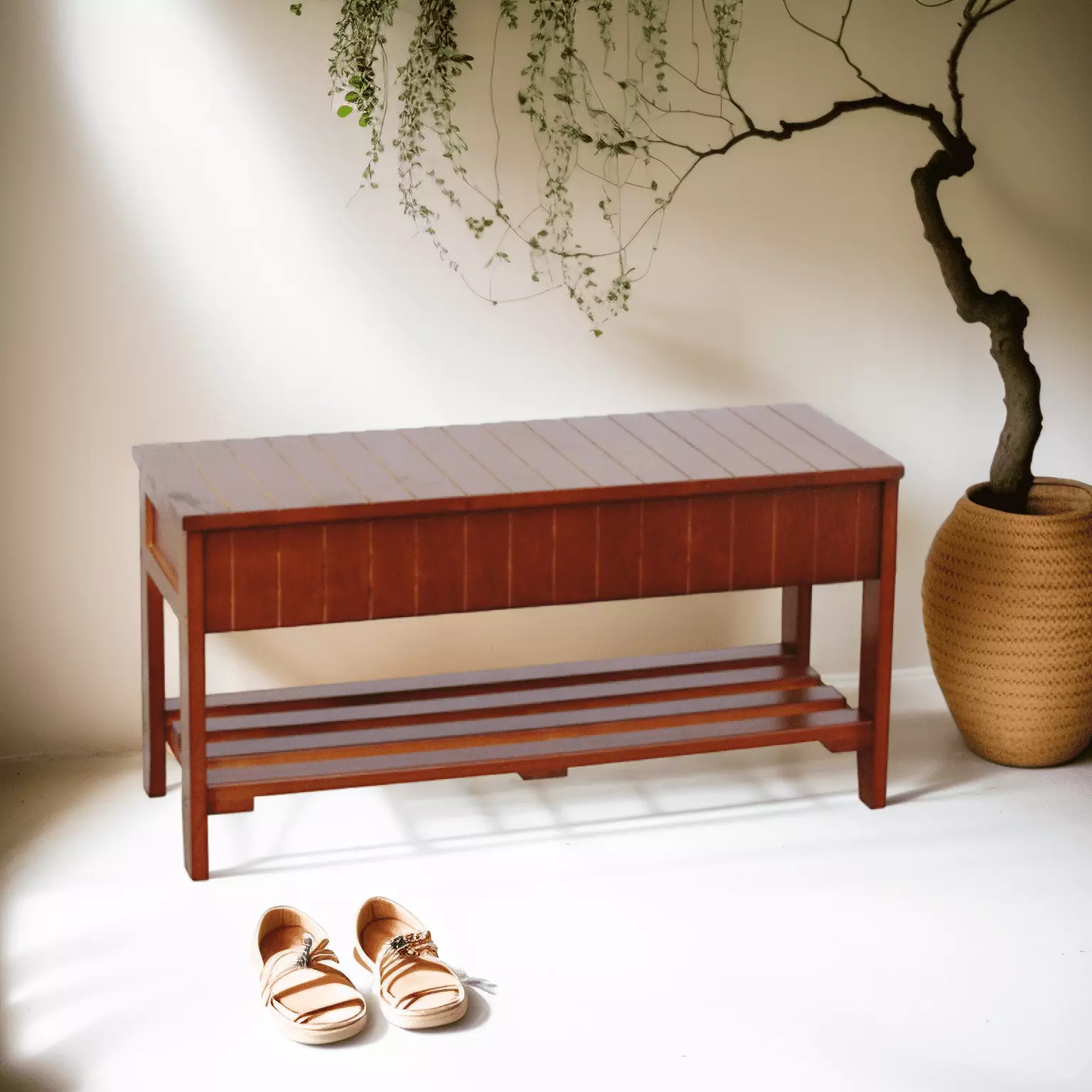 Quality Solid Wood Shoe Bench Storage Cherry Benches Ghislaine