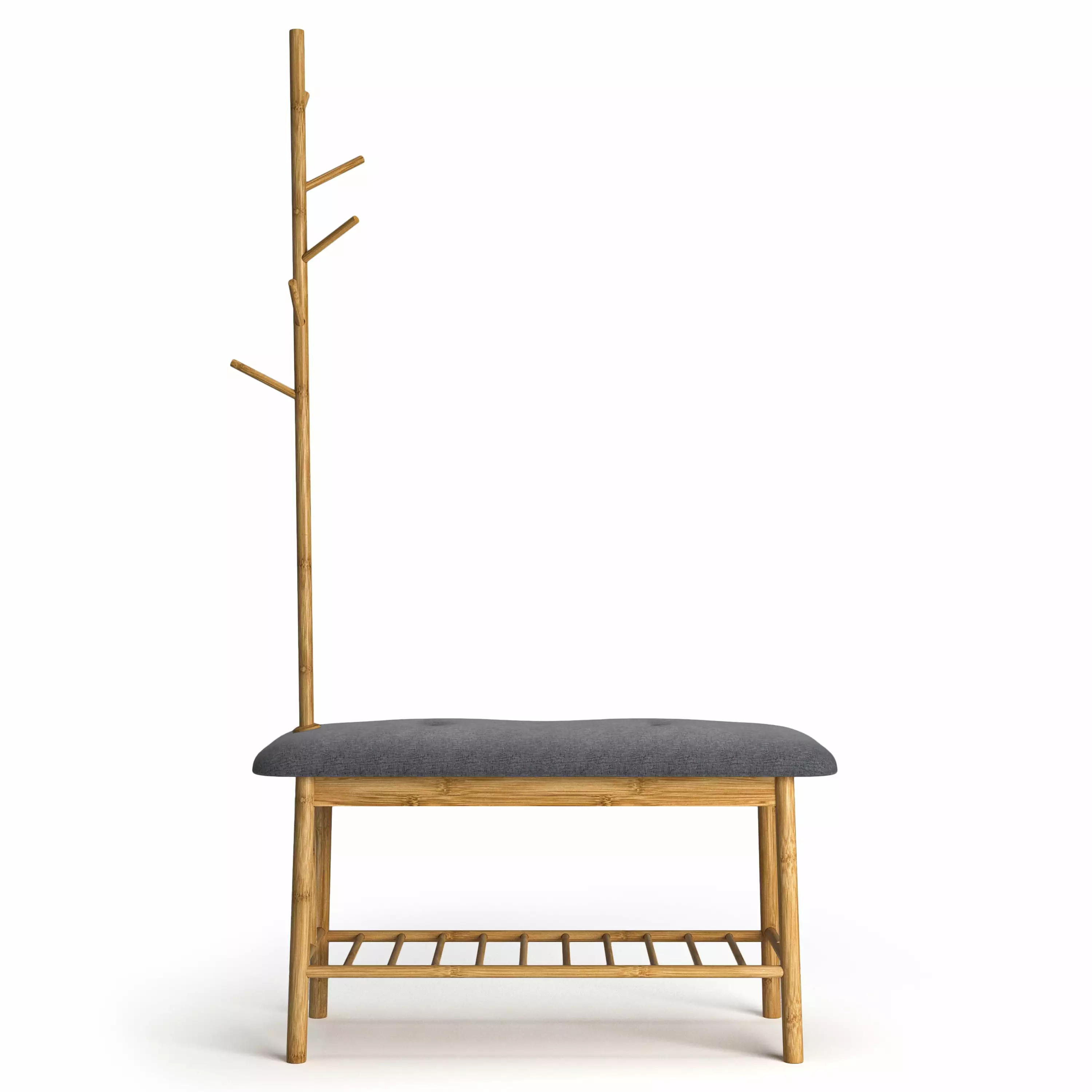 Greemotion Halle Bamboo Shoe Storage Bench Hall Tree Natural Finish Benches