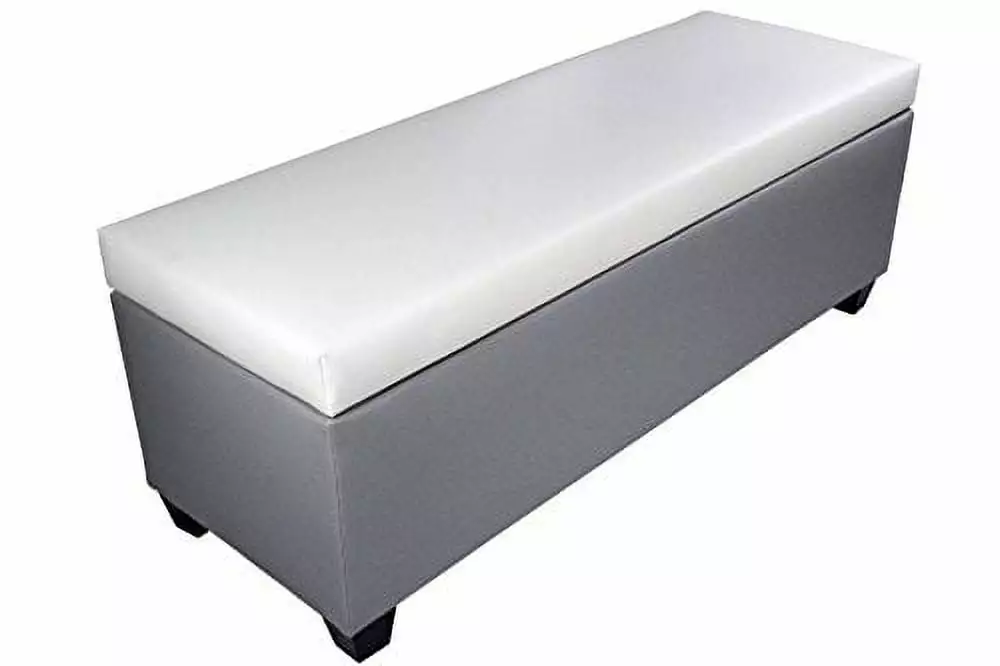 MJL Furniture Designs Sole Secret Shoe Storage Bench Retro Series Upholstered Vinyl - 53 x 20 x 20.5 Inch Ottomans