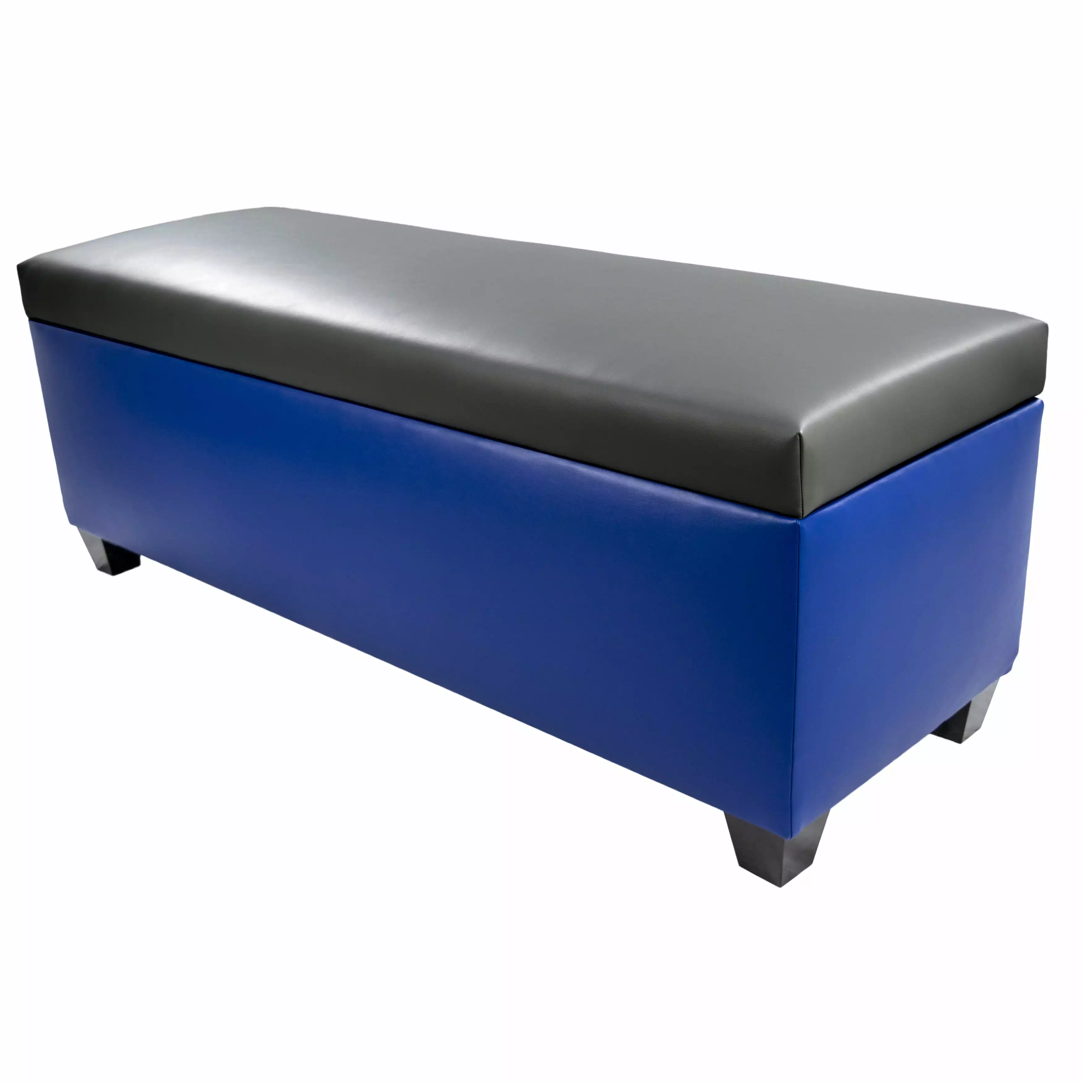 Sole Secret Dark Grey Blue Vinyl Retro Shoe Storage Bench Ottoman Ottomans