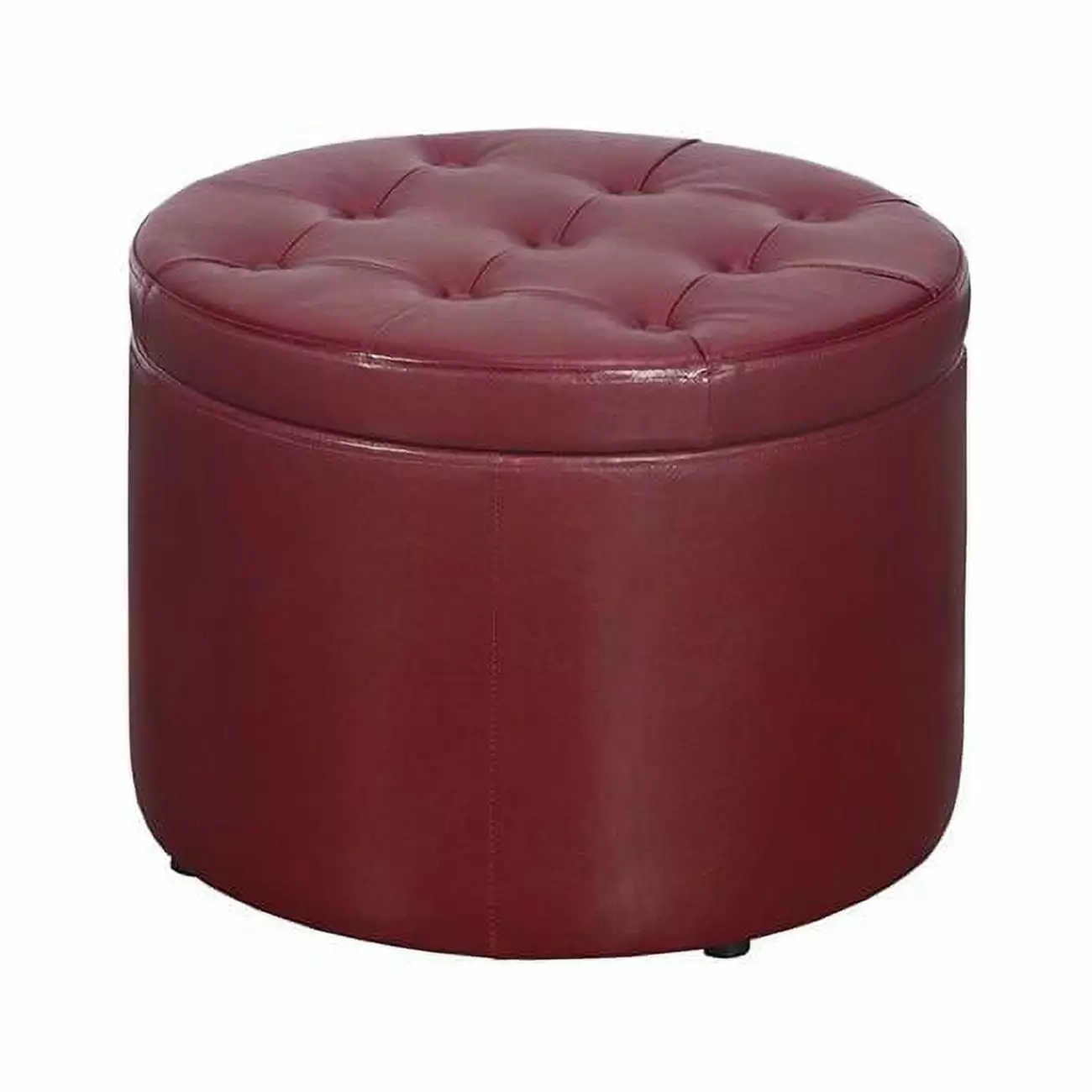 Designs4Comfort Round Shoe Ottoman Burgundy 22 x 22 x 16.25 Ottomans Convenience Concepts
