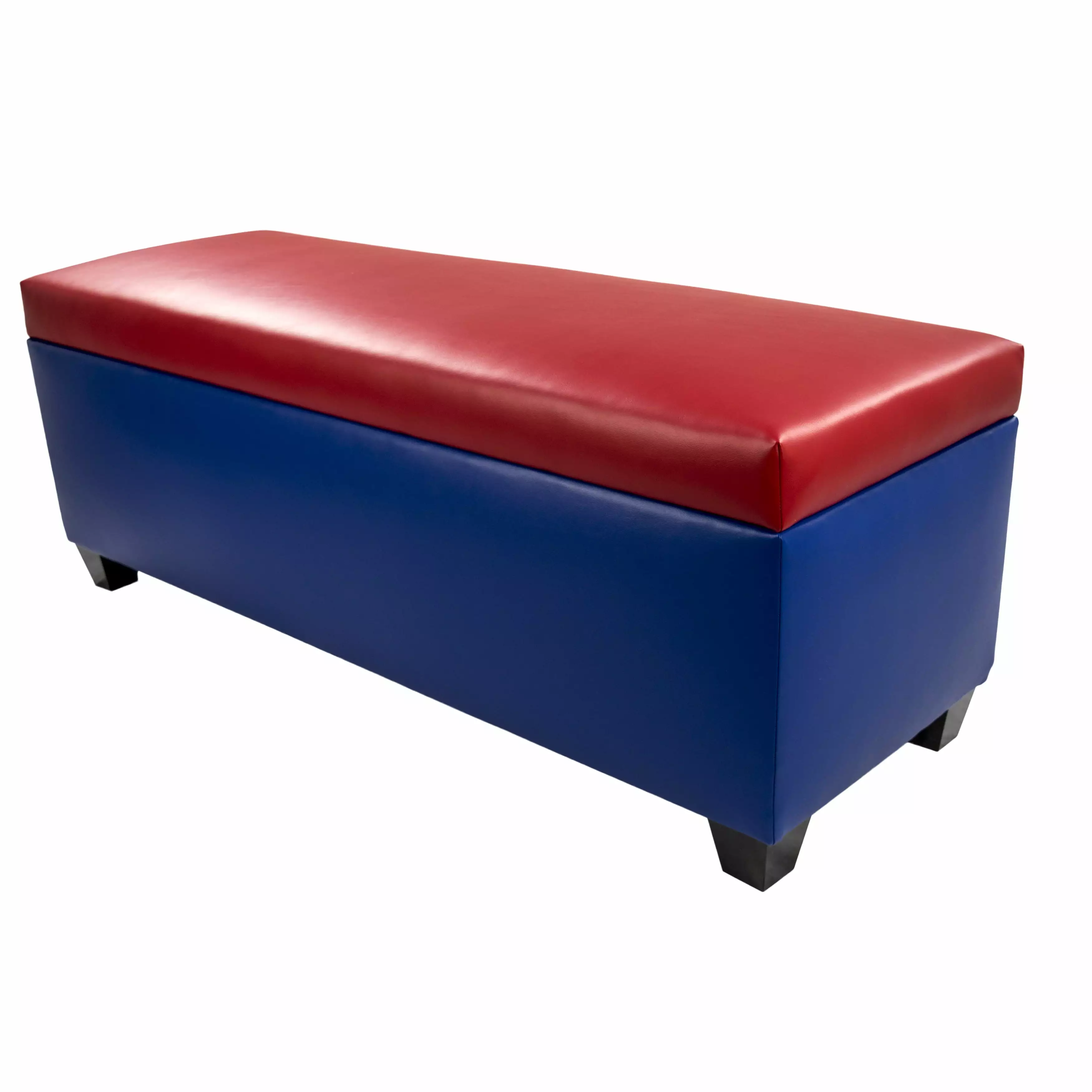 Sole Secret Blue Vinyl Retro Shoe Storage Bench Ottoman Red - Vintage Style Entryway Benches