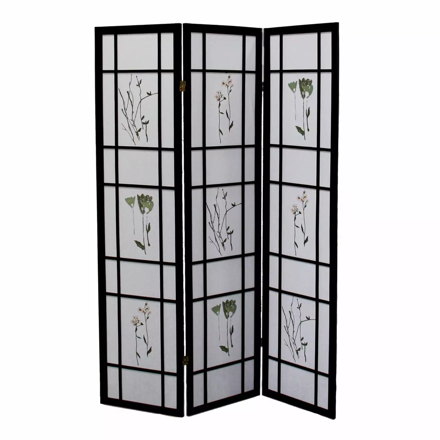 Homestock Coastal Craftsman 3 Panel Shoji Screen Cherry Wood Room Divider