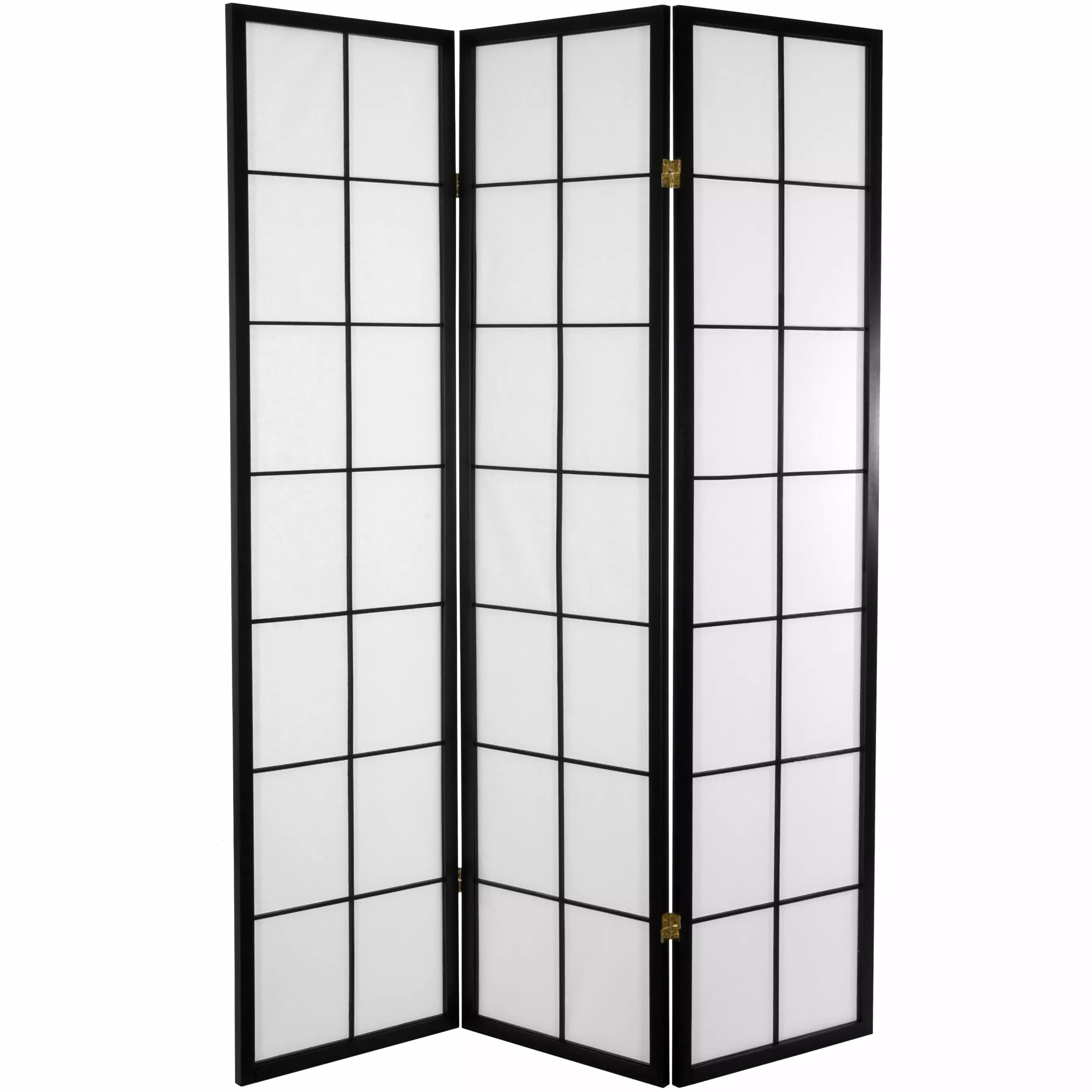 Oriental Furniture 6 ft. Tall Black Japanese Shoji Room Divider 3 Panel Screen