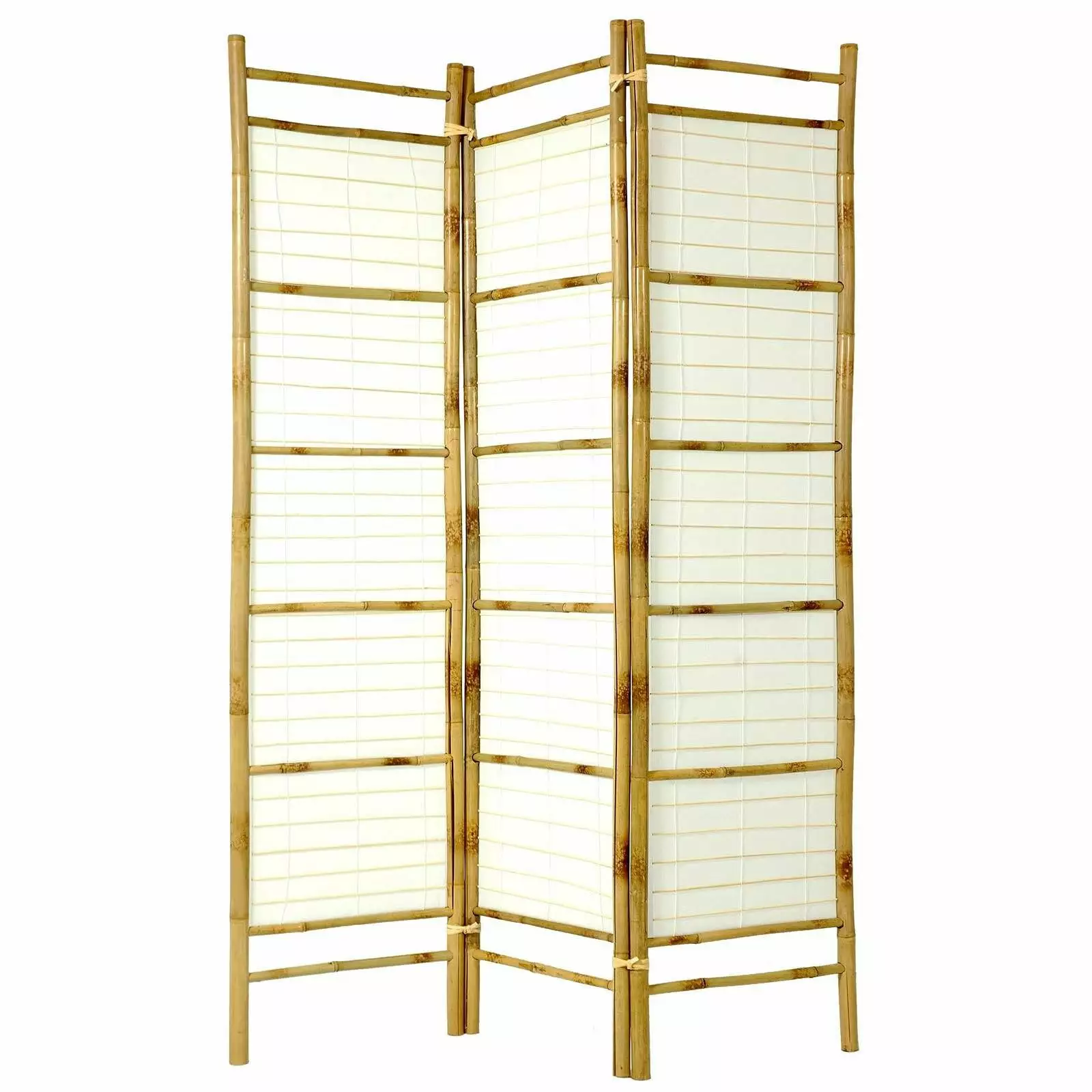 Oriental Furniture 6 ft Tall Burnt Bamboo Rice Paper Shoji Screen Room Divider 3 Panel