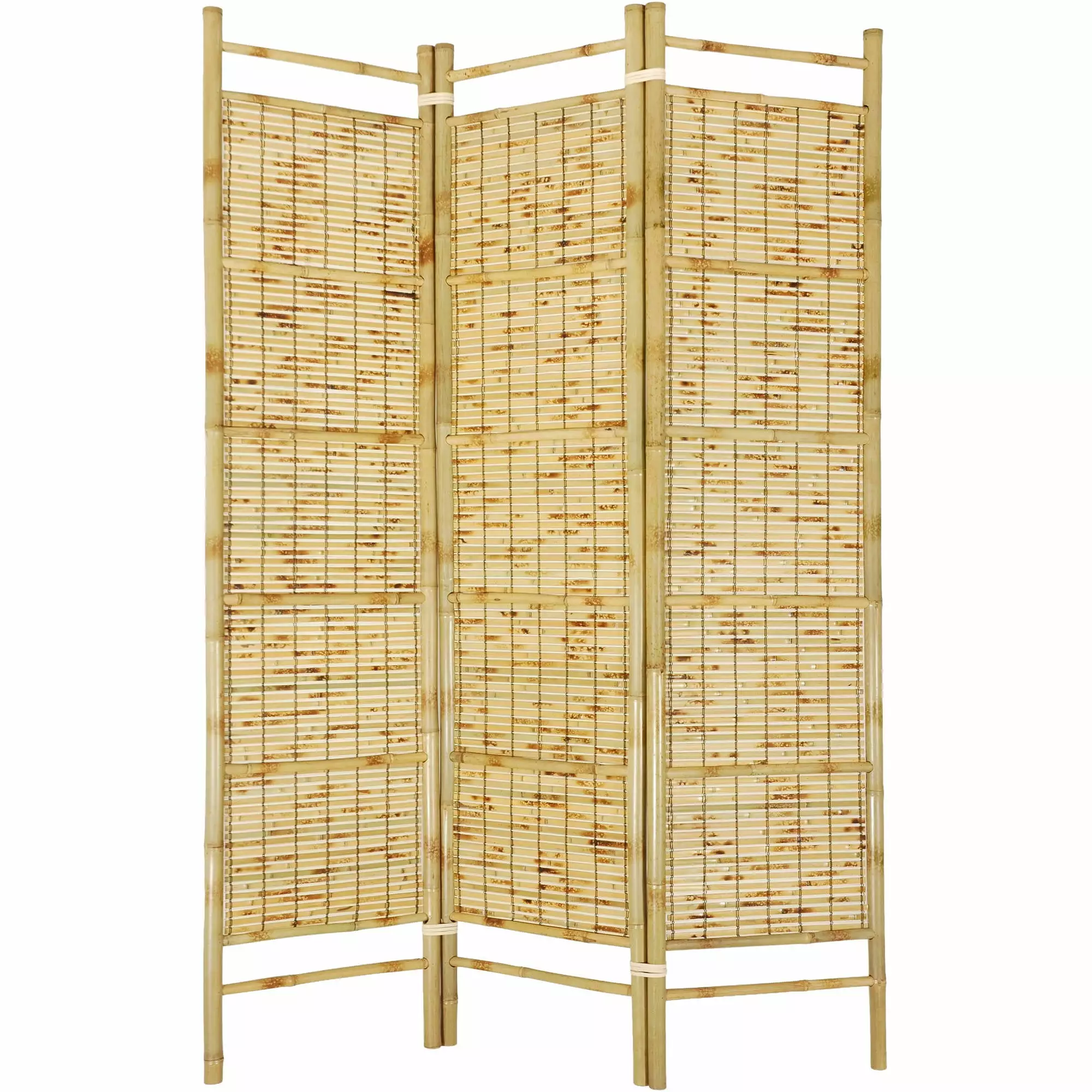 Oriental Furniture 6 ft Tall Burnt Bamboo Shoji Screen Room Divider - 3 Panel Japanese Style