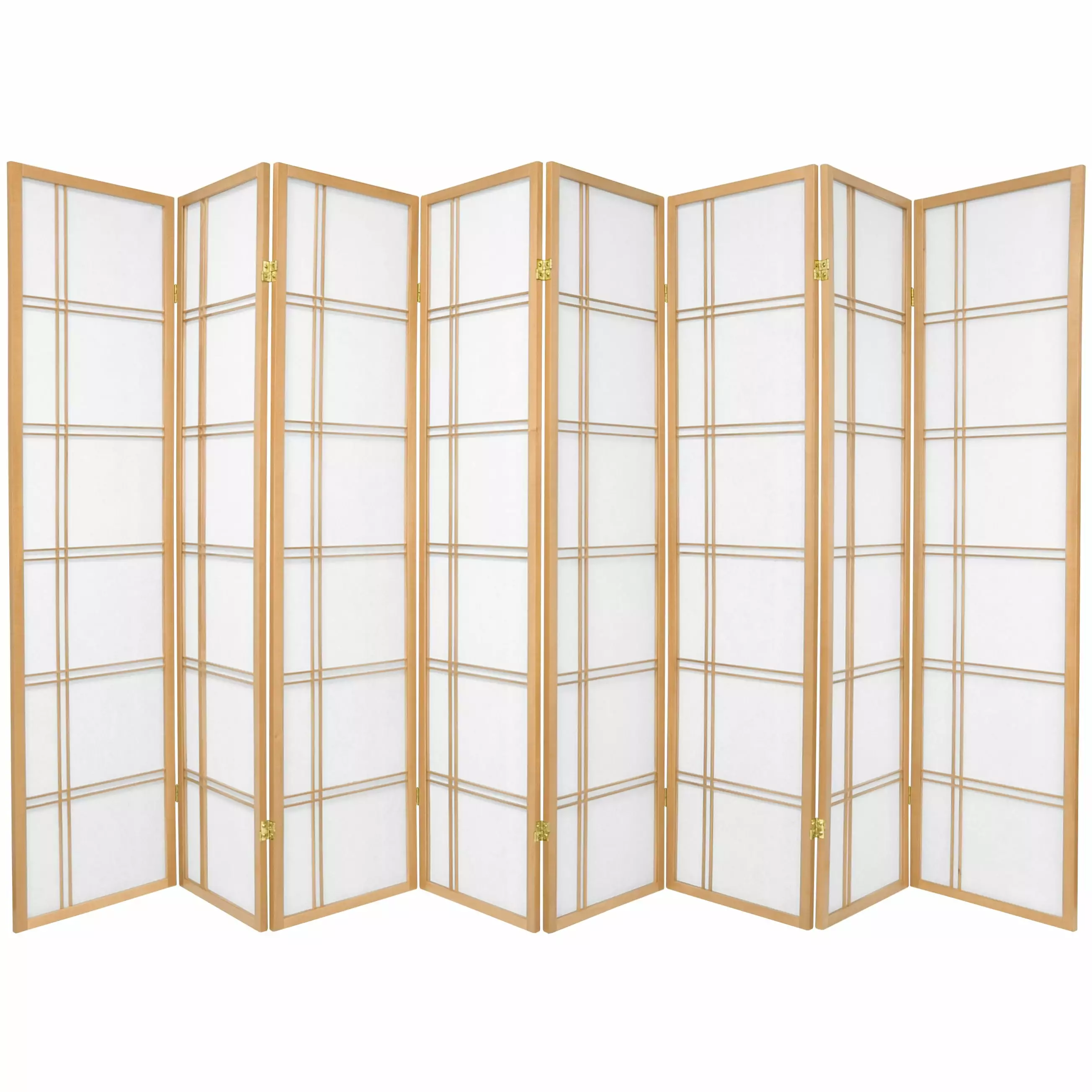 6 ft. Tall Double Cross Shoji Screen Natural 8 Panels Oriental Furniture