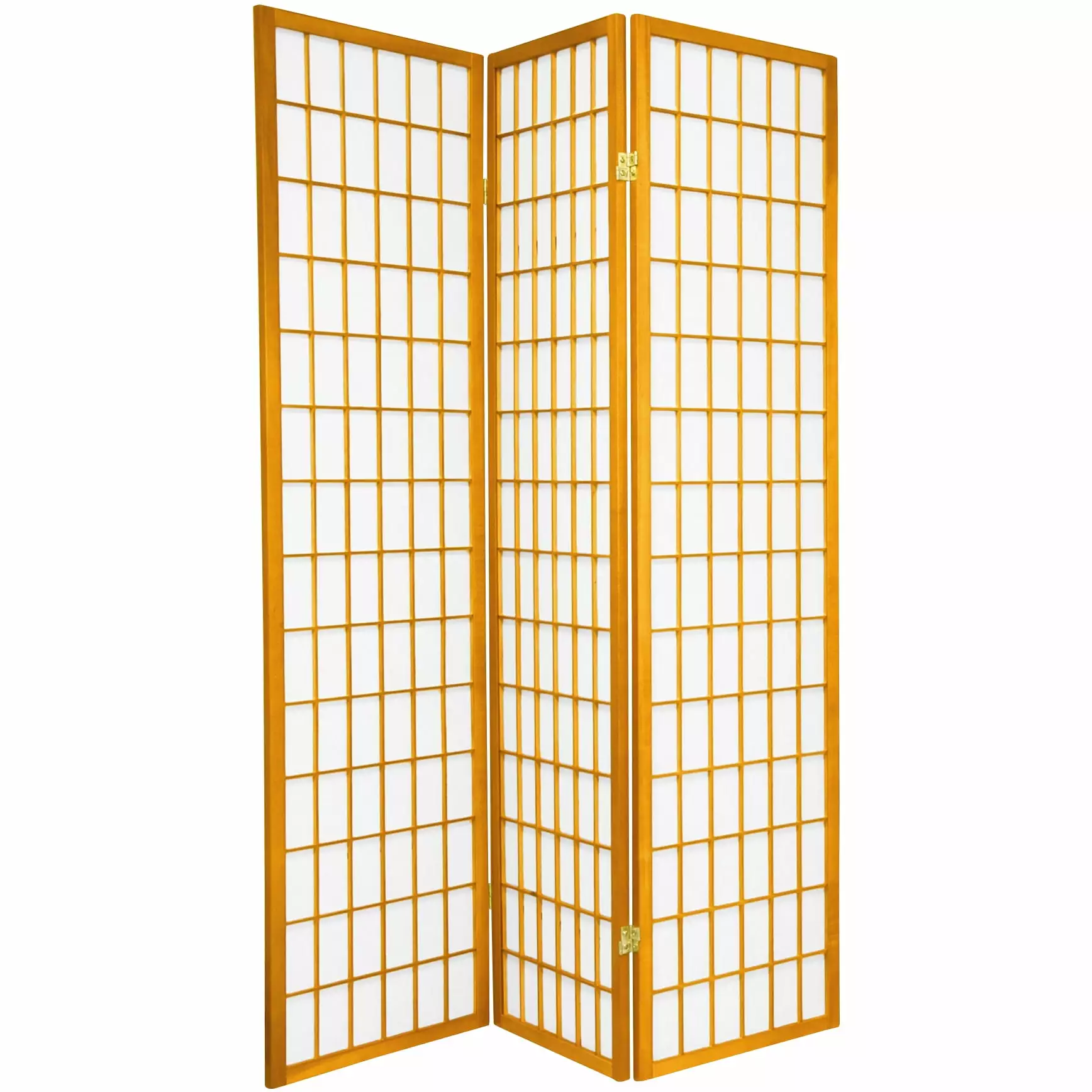 6 ft. Tall Window Pane Shoji Screen Honey Finish 3 Panels Room Divider Oriental Furniture
