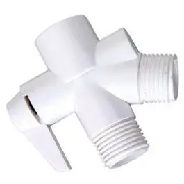 White Plastic Shower Flow Diverter Easy Water Control Master Plumber