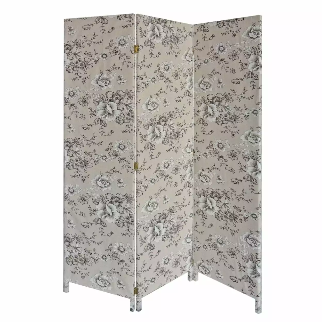 Screen Gems SG-237 Blue 3 Panel Shutter Room Divider Decorative Freestanding Partition Screen Benjara