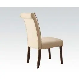 Acme Gasha Side Chair Set 2 Beige Walnut 72822 - Upholstered Dining Chairs