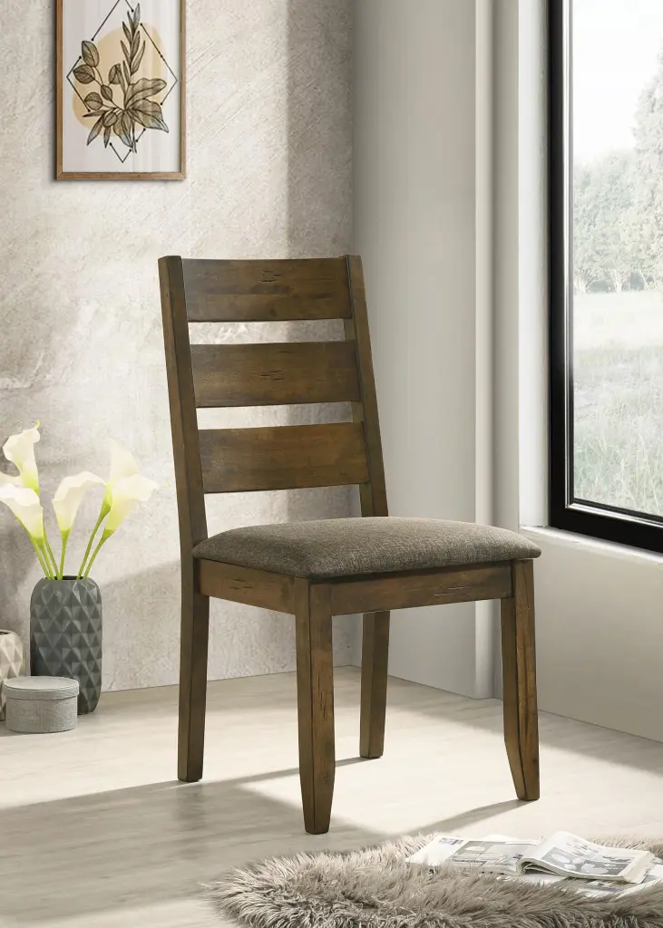 Alston Ladder Back Dining Side Chairs Set 2 Knotty Nutmeg and Grey