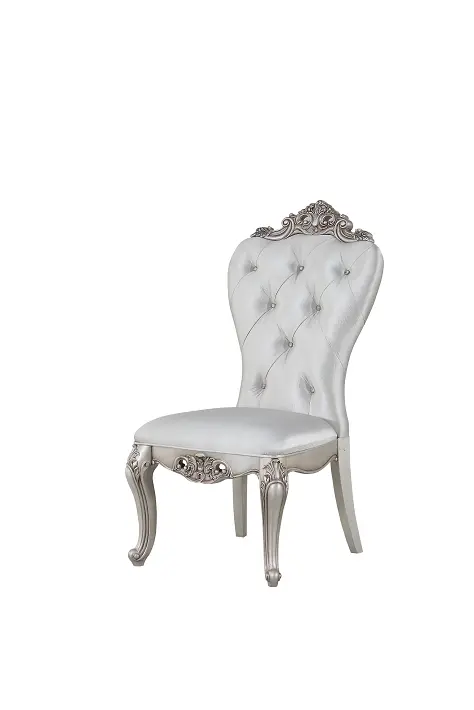 Gorsedd Cream Fabric & Antique White Side Chair Dining Room