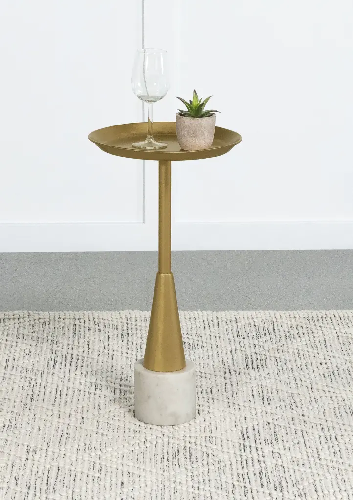 Alpine Round Metal Side Table White and Gold - Stylish Living Room End Table