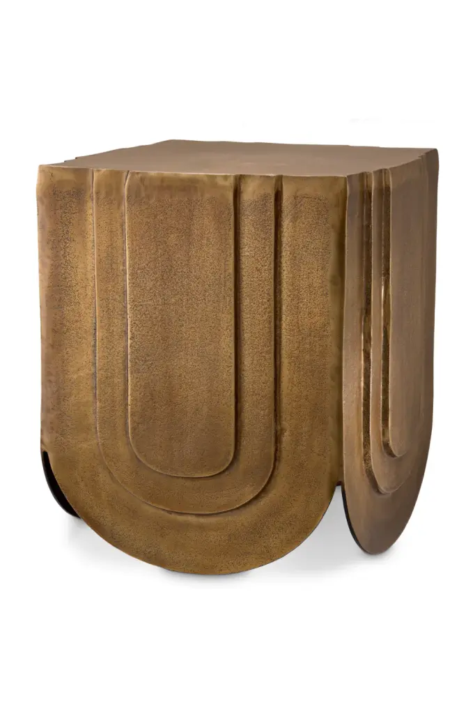 Antique Brass Square Side Table Eichholtz Gubbio Vintage Living Room Accent