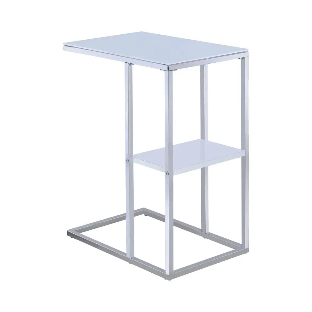 Daisy 1-shelf Accent Table Chrome and White - Minimalist Side Table Home
