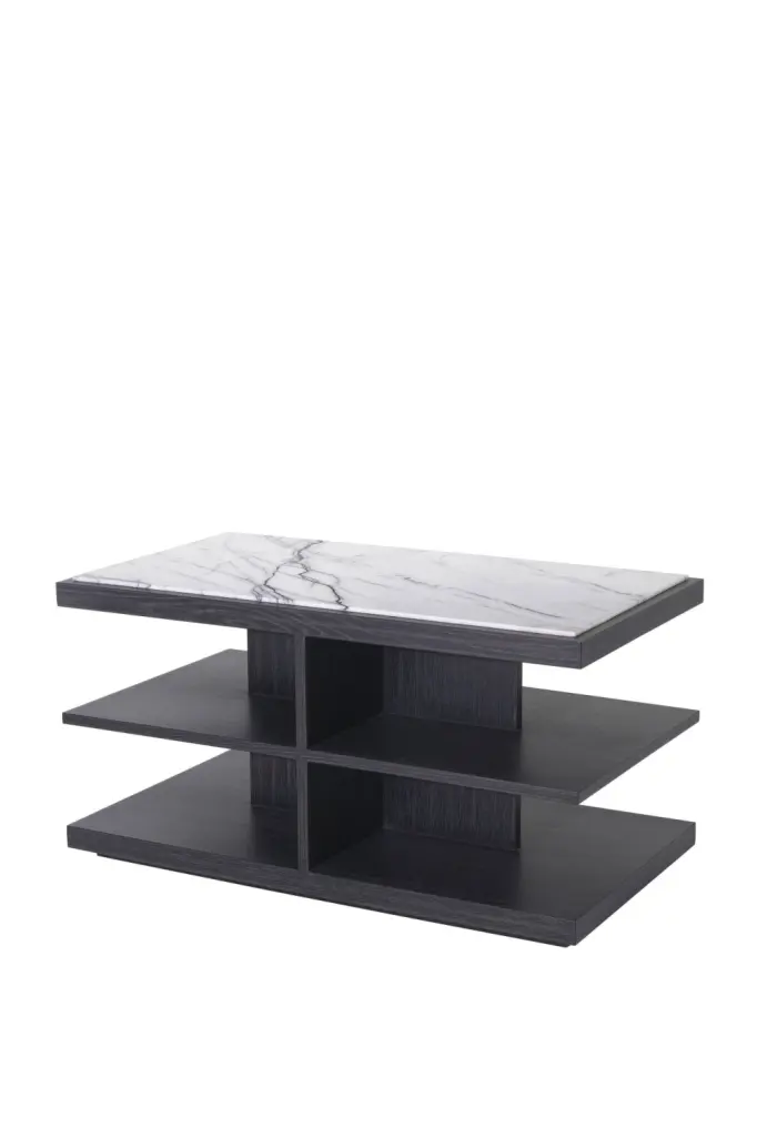 Eichholtz Miguel Wooden Marble Top Side Table Elegant Living Room Accent