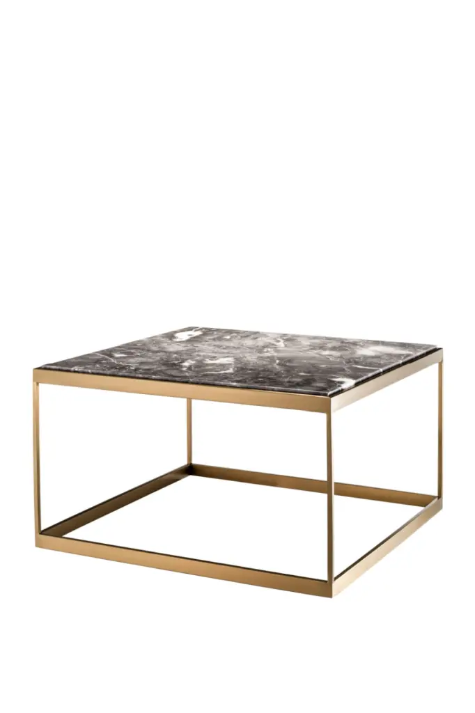 Eichholtz La Quinta Marble Top Brass Frame Side Table