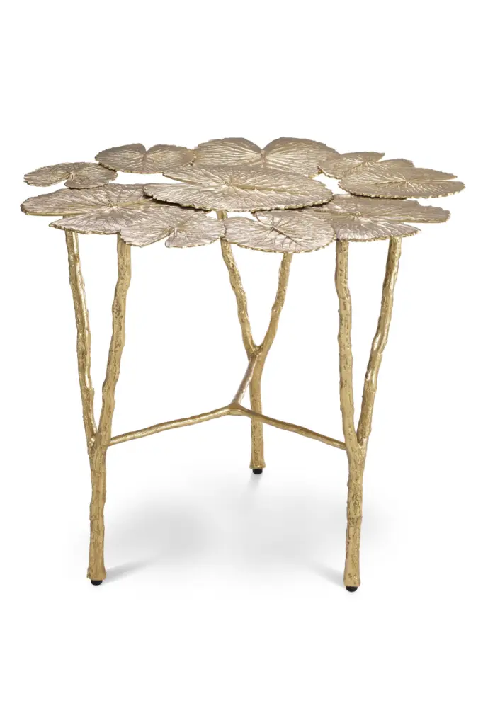 Eichholtz Tropicale Gold Water Lilies Side Table Luxury Accent Furniture